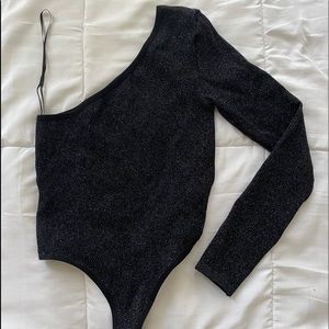 One Shoulder Long Sleeve Thong Bodysuit